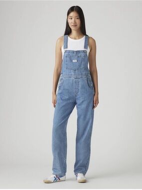 Levis Strauss Vintage Chilly Day Distressed Denim Adjustable Loose Fit Overalls